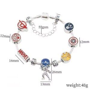 NEW Disney Marvel Bracelet with 8 Charms & Pendant, Women’s Gift Jewelry